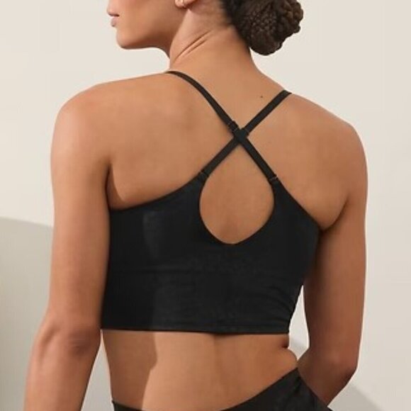 NWT Athleta Elation V Neck Embossed Longline Bra A-C - S Alba Animal Black - Picture 2 of 7